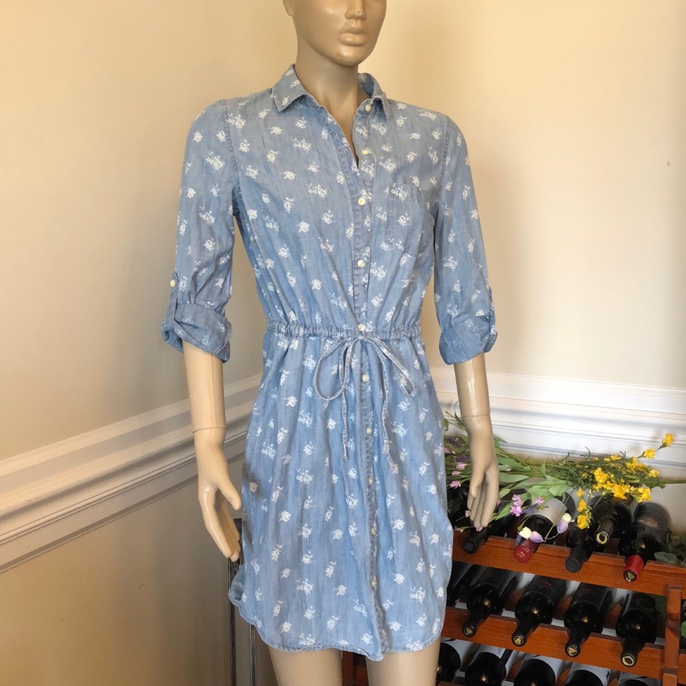 Old Navy Denim Button sleeve Tie Waist Shirt Dress